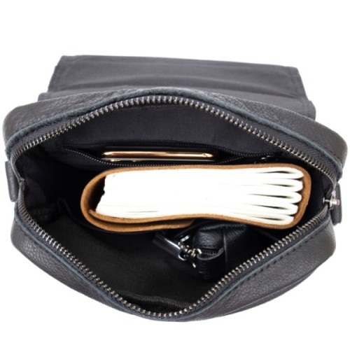 Сумка Vintage Вертикальна чоловіча у м'якій шкірі Чорна (20367)