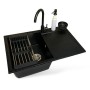 Мийка кухонна Adamant Horizon чорний + змішувач + дозатор + ополіскувач склянок + коланд (4824296106303)