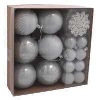 Ялинкова іграшка Chomik пластикові Кульки, сніжинки 30 шт, срібні (5900779895324_1)