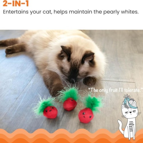 Іграшка для котів Catstages Полунички з пір'ям і м'ятою (0700603703949)