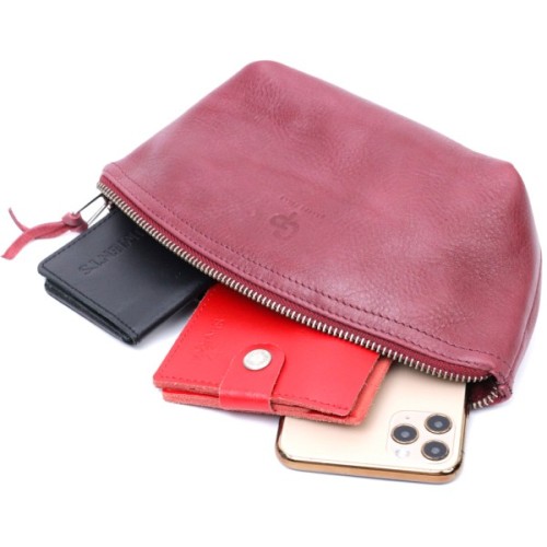 Косметичка Grande Pelle Шкіряна Бордова (16792)