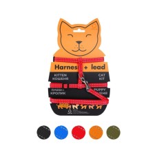 Шлея для котів Dog Extreme з нейлону з повідцем Ш 10 мм Д 110 см червона (42853) Шлея для котів Dog Extreme з нейлону з повідцем Ш 10 мм Д 110 см червона (42853)