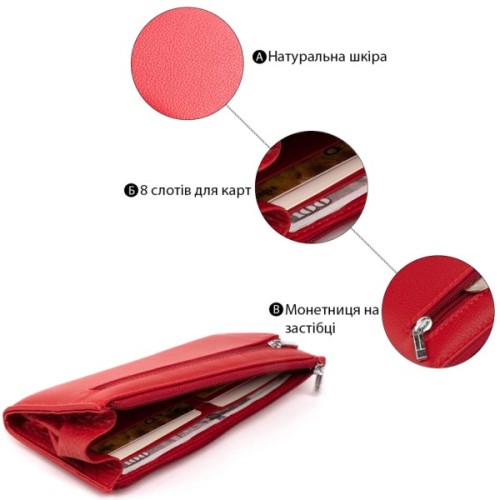 Гаманець ST Leather Зі шкіри жіночий Червоний (19330)