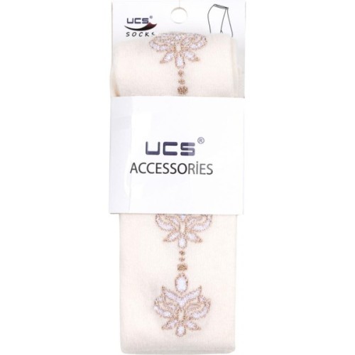 Колготки дитячі UCS Socks з рожевими квіточками з боків (M0C0301-0876-3G-beige)