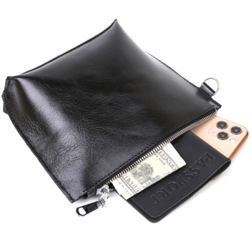 Косметичка Shvigel Шкіряна Чорна (16409)