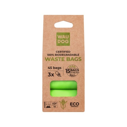 Пакети для собак Waucat Біорозкладні МАКСІ 22х33 см 3 рул (45 шт) (9944)