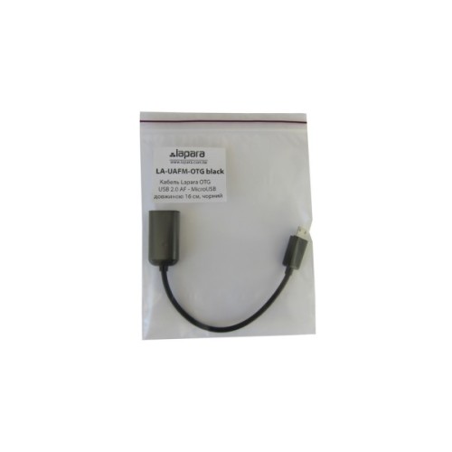 Перехідник OTG USB 2.0 AF to Micro 5P 0.16m Lapara (LA-UAFM-OTG black)