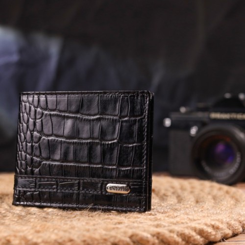 Гаманець Canpellini Затискач з натуральної шкіри Чорний (21520)