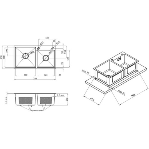 Мийка кухонна Kroner Geburstet-7843ZHM (CV022805)