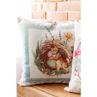 Подушка Прованс декоративна гобеленова Зайчик з синьою стрічкою Злагода 45х45 см (034256)