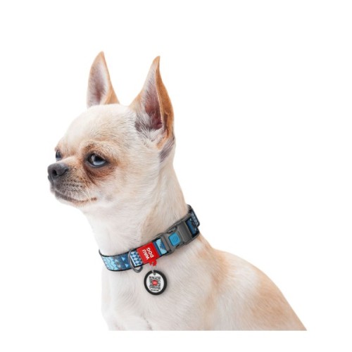 Нашийник для тварин WAUDOG Nylon з QR паспортом "Етно синій" пластиковий фастекс XXL (284-0131)