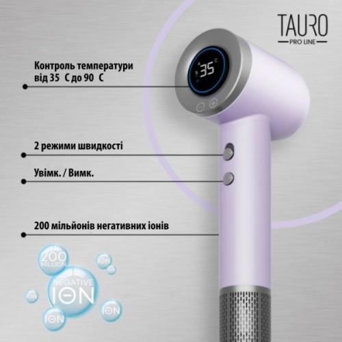 Фен для тварин Tauro Pro Line з технологією генерації негативних іонів з вилкою ЄС рожевий (TPL70273)