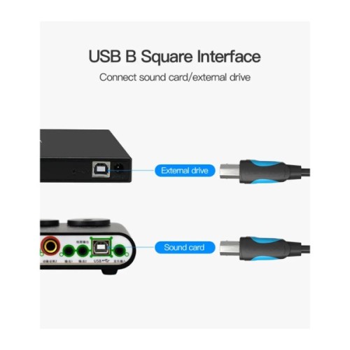 Кабель для принтера USB 2.0 AM/BM 1.0m black Vention (VAS-A16-B100)