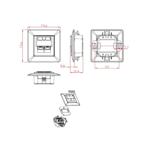 Комп'ютерна розетка RJ45x2 FTP cat.6 Cablexpert (MWS-2S6-01)