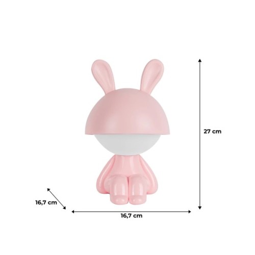 Нічник Kite Світильник LED з акумулятором Cute Bunny, рожевий (K25-316-1-2)