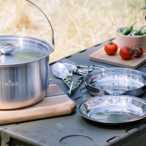 Набір туристичного посуду Tribe Hiker Set сталевий (T-FC-0020-metal)