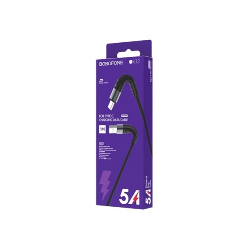 Дата кабель USB 2.0 AM to USB-C 1.0m 2.4A nylon BX32 black BOROFONE (6931474710451)