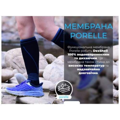 Водонепроникні шкарпетки Dexshell Longlite Socks 2.0, блакитні смужки S (36-38) (DS72506JBB-S)