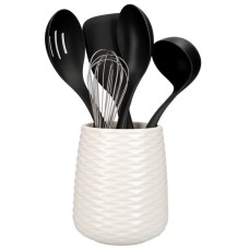 Кухонний набір KitchenAid Classic з керамічною підставкою 6 предметів чорний/білий (KQG561BXOBE)