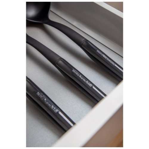 Кухонний набір KitchenAid Classic з керамічною підставкою 6 предметів чорний/білий (KQG561BXOBE)