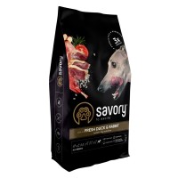 Сухий корм для собак Savory Adult All Breeds rich in Fresh Duck and Rabbit 12 кг (4820232630181)
