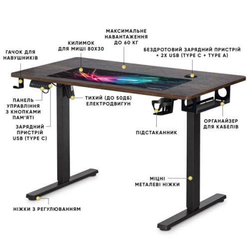 Комп'ютерний стіл Mealux PowerDesk Energy Antique з електрорегулюванням висоти (EVO-201 Energy A/B)