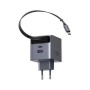 Зарядний пристрій Ugreen USB-C PD45W GaN + cable USB-C to USB-C retractable (65822)