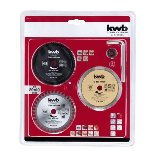 Круг відрізний Einhell набір 3шт, 89x10 мм, для деревних матеріалів та пластику (575915)