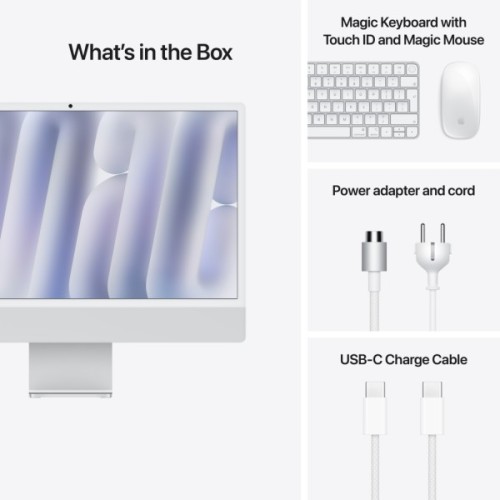 Комп'ютер Apple 24" iMac Retina 4.5K / Apple M4 (10-c/CPU, 10-c/GPU), 16, 512, Silver, Model A3137 (MWUV3UA/A)