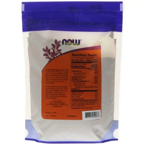Вітамін Now Foods Чистий яблучна клітковина, Pure Apple Fiber, Порошок, 340 гр (NOW-05908)