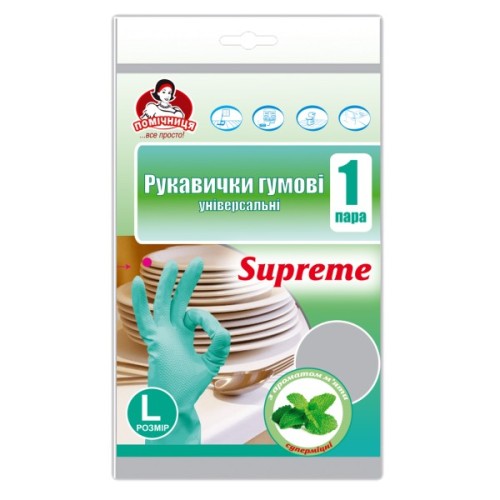 Рукавички господарські Помічниця Supreme з ароматом м'яти Універсальні розмір 8 (L) (4820012349043)