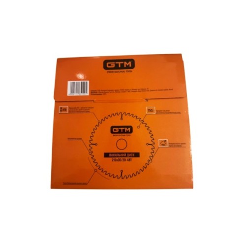 Диск пильний GTM 210×30мм, 48 зубів, по дереву (SBW-21048)