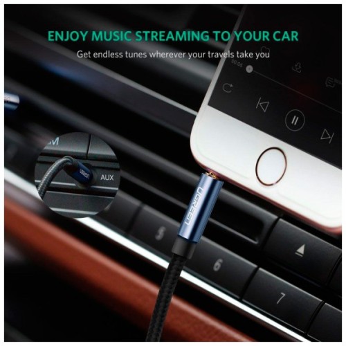 Кабель мультимедійний 3.5mm M to 3.5mm M 0.5m 90° corner AV112 blue Ugreen (60178)