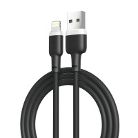 Дата кабель USB 2.0 AM to Lightning 1.0m 2.1A silicone black XO (NB208-L-1-BK)