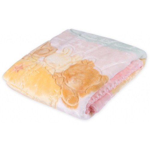 Ковдра дитяча Luvena Fortuna рожева з малюнком тварин (H9269)