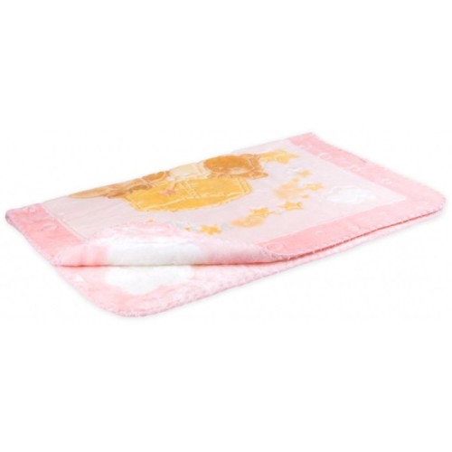 Ковдра дитяча Luvena Fortuna рожева з малюнком тварин (H9269)