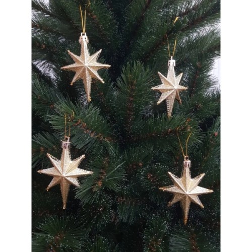 Ялинкова іграшка Chomik Зірки, 9 см, пластикові 4 шт,золоті (5901292631147_2)