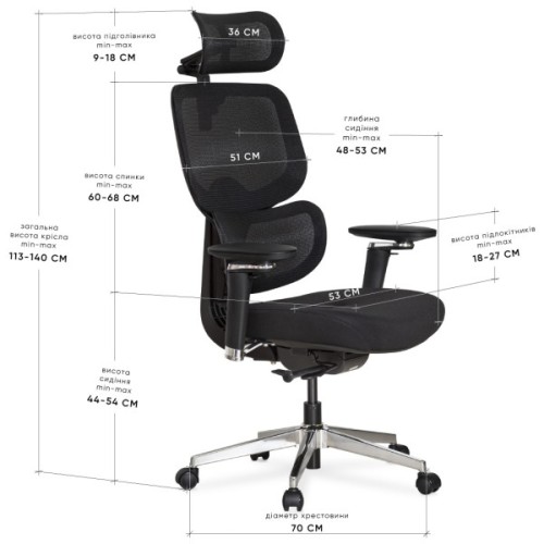Офісне крісло Mealux D2 Air Fabric Black (HF-D2 F/B)