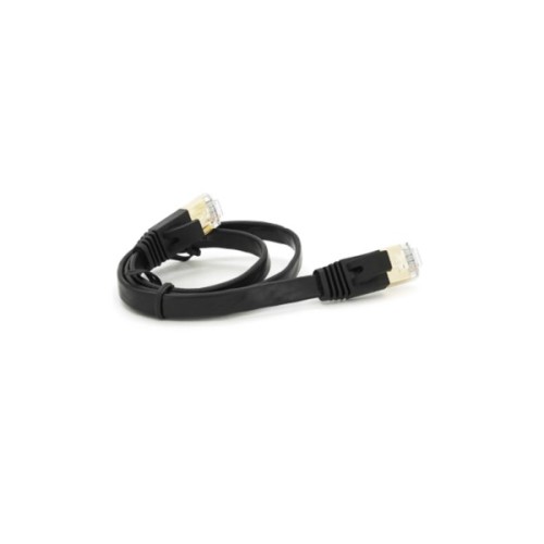 Патч-корд 0.5м UTP cat.7, CU, RJ45, плоский, black Weepda (PCMF-CU7/0.5Bk)