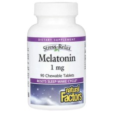 Амінокислота Natural Factors Мелатонін, 1 мг, Stress Relax, Melatonin, 90 жувальних таблеток (NFS-02713)