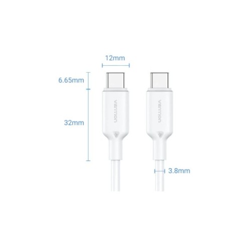 Дата кабель USB-C to USB-C 1.0m 60W white Vention (TRCWF)