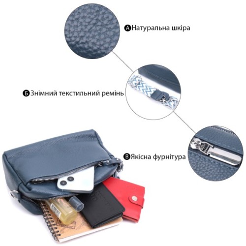 Сумка Vintage Жіноча шкіряна Синя (22652)