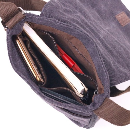 Сумка Vintage Вертикальна чоловіча текстильна Чорна (21265)