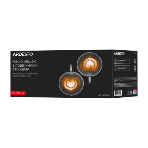 Набір чашок Ardesto BHL 330 мл 2 шт прозорий (AR2633BHL)