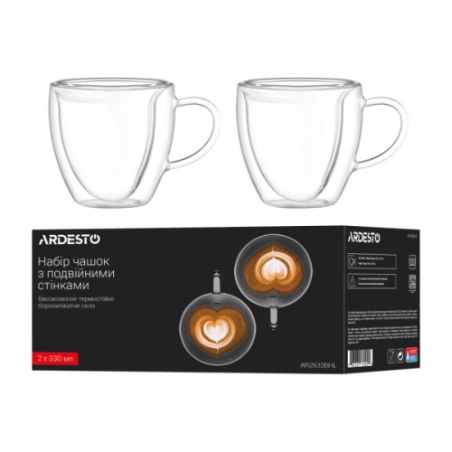 Набір чашок Ardesto BHL 330 мл 2 шт прозорий (AR2633BHL)