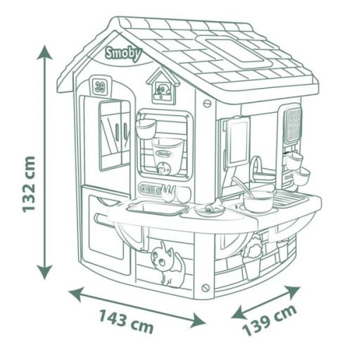 Ігровий будиночок Smoby Life "Садівник" з кухнею та мийкою, 16 аксес., 132х144х140 см (7600810505)