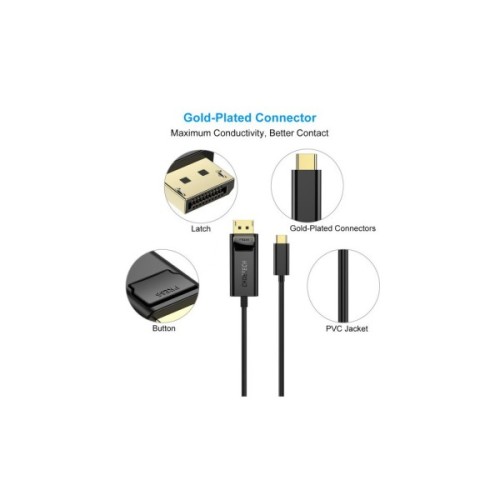 Кабель мультимедійний USB-C to DisplayPort M 1.8m 4K60Hz Choetech (XCP-1801BK)