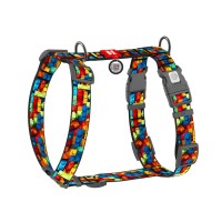 Шлея для собак WAUDOG Nylon анатомічна H-подібна з QR-паспортом "Блоки" пластиковий фастекс, XL (347-4056)