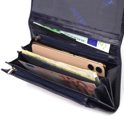 Портмоне Canpellini З натуральної шкіри Синє (21533)