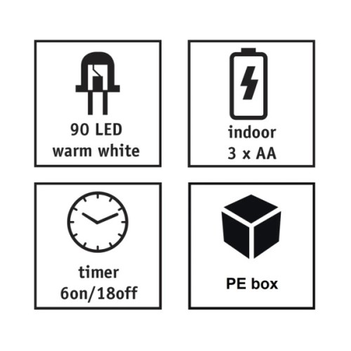 Гірлянда Luca Lighting струна, 1,74 м, теплий білий, 90 LED, таймер (8718861853278)